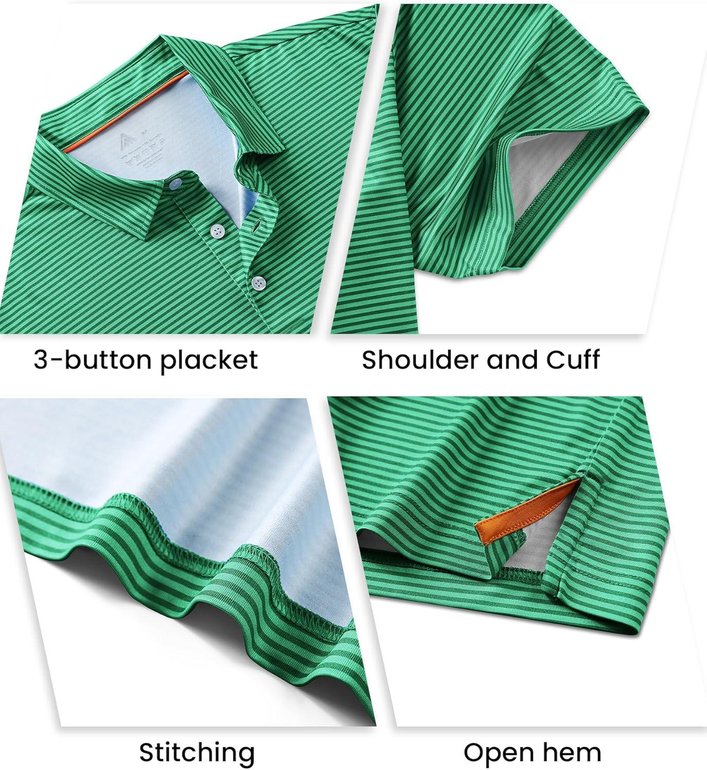 imageZITY Mens Golf Polo Shirts Striped Moisture Wicking Performance Mens Polo Shirts Short Sleeve Golf Polo Shirts for Men3 Packbluedark Teal Bluegreen