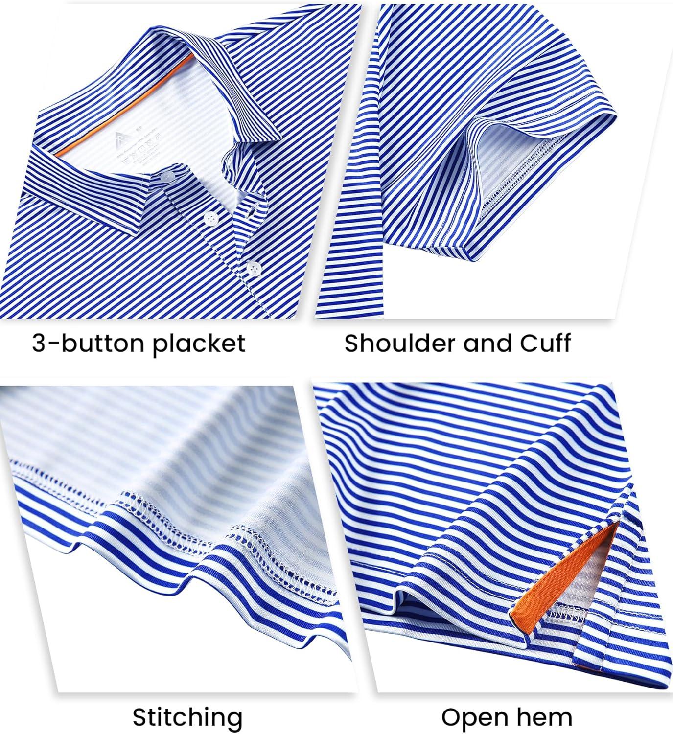 imageZITY Mens Golf Polo Shirts Striped Moisture Wicking Performance Mens Polo Shirts Short Sleeve Golf Polo Shirts for Men3 Packbluedark Teal Bluelight Purple