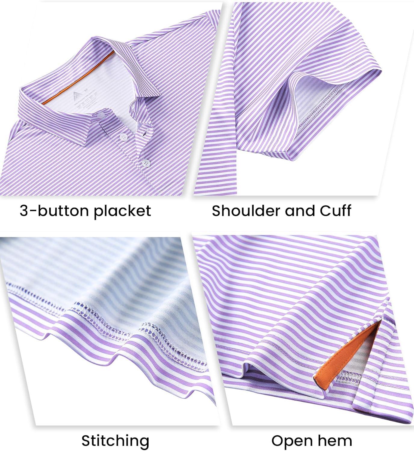 imageZITY Mens Golf Polo Shirts Striped Moisture Wicking Performance Mens Polo Shirts Short Sleeve Golf Polo Shirts for Men3 Packbluegreenlight Purple