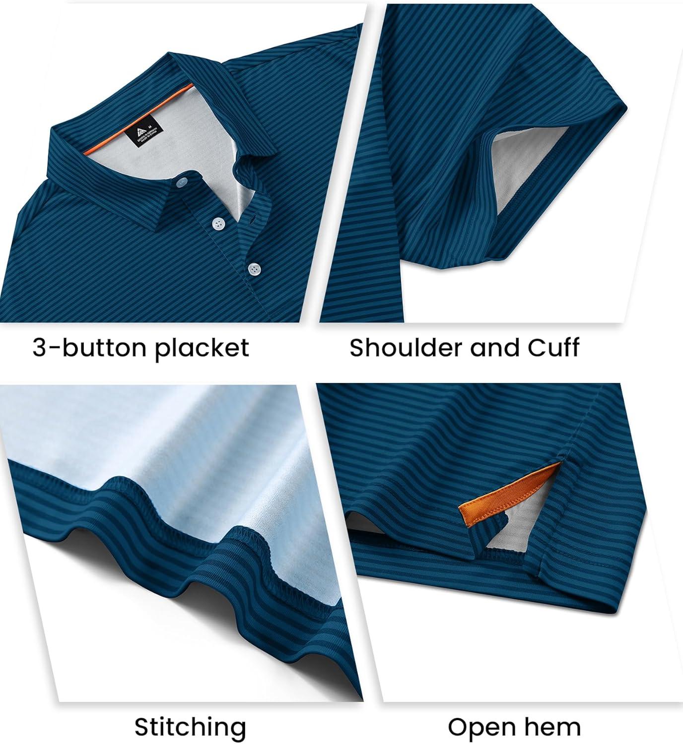 imageZITY Mens Golf Polo Shirts Striped Moisture Wicking Performance Mens Polo Shirts Short Sleeve Golf Polo Shirts for Men3 Packdark Teal Bluegreenlight Purple