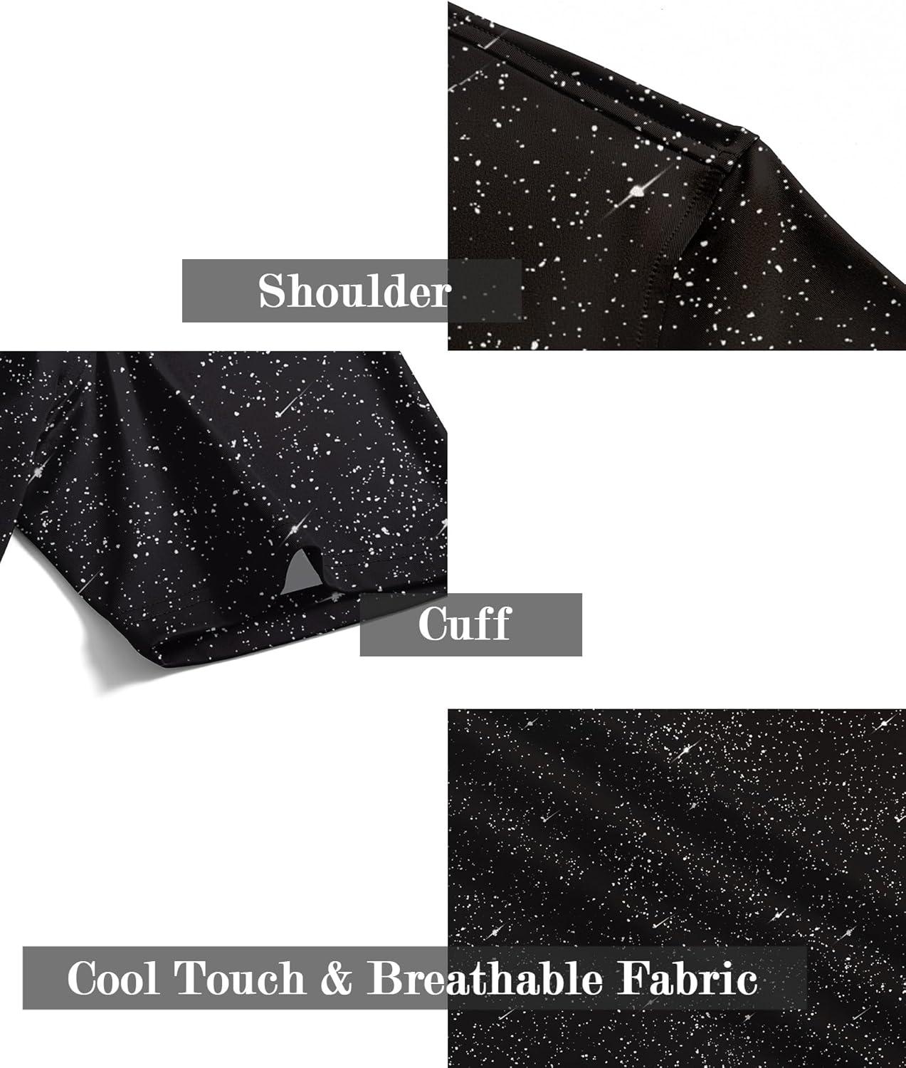 imageZITY Mens Golf Shirt Short Sleeve Moisture Wicking Performance Daily Casual Print Patterns Collared Golf Polo Shirts for MenBlack White Dots