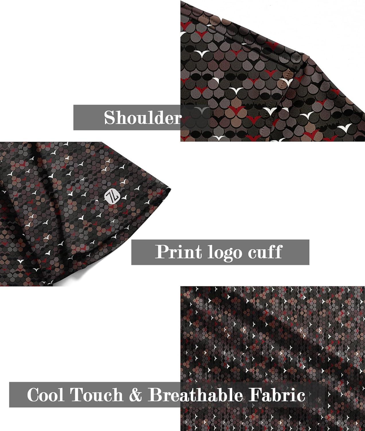 imageZITY Mens Golf Shirt Short Sleeve Moisture Wicking Performance Daily Casual Print Patterns Collared Golf Polo Shirts for MenBlack White Red