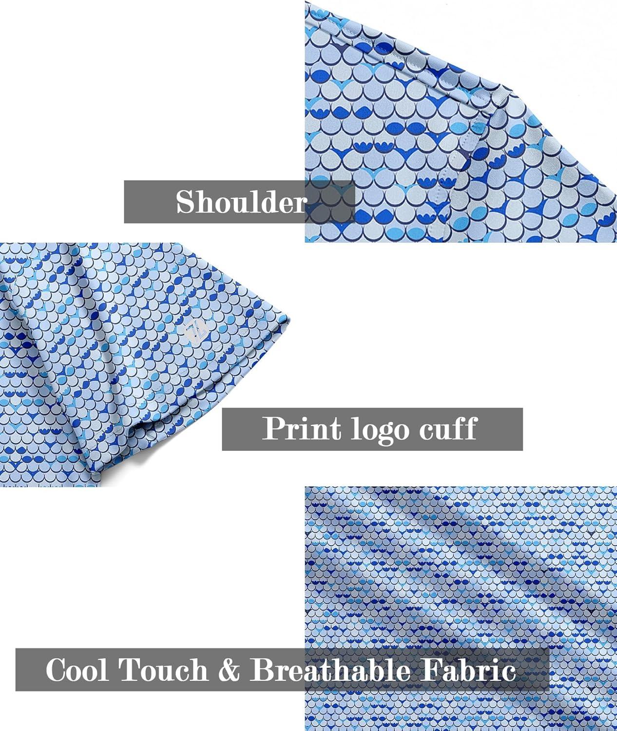 imageZITY Mens Golf Shirt Short Sleeve Moisture Wicking Performance Daily Casual Print Patterns Collared Golf Polo Shirts for MenBlue White