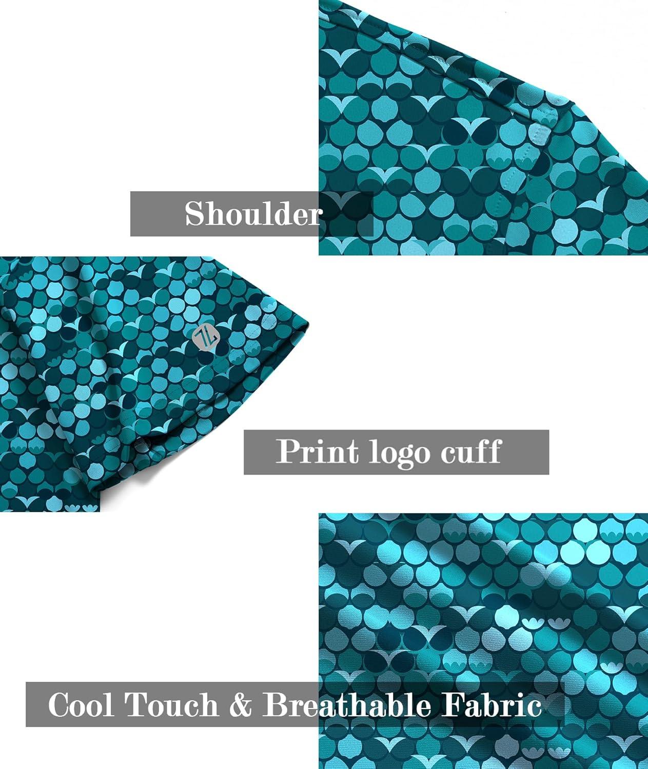 imageZITY Mens Golf Shirt Short Sleeve Moisture Wicking Performance Daily Casual Print Patterns Collared Golf Polo Shirts for MenCyan