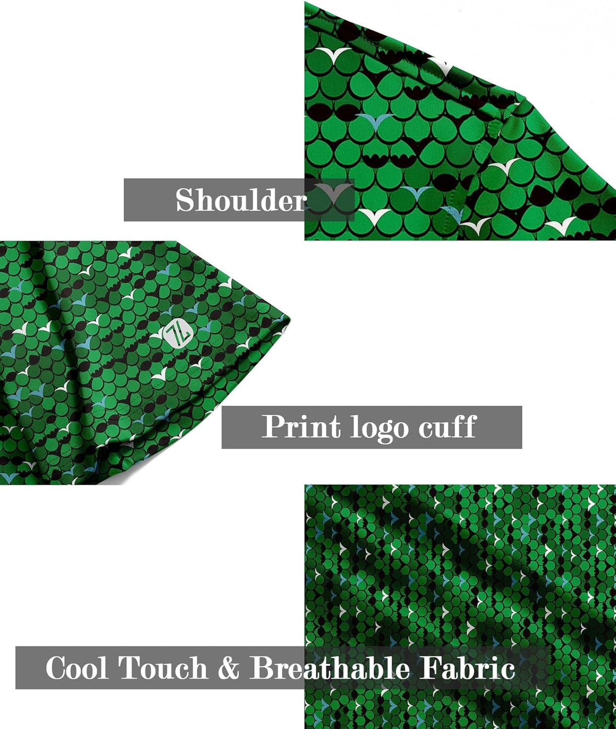 imageZITY Mens Golf Shirt Short Sleeve Moisture Wicking Performance Daily Casual Print Patterns Collared Golf Polo Shirts for MenGrass Green
