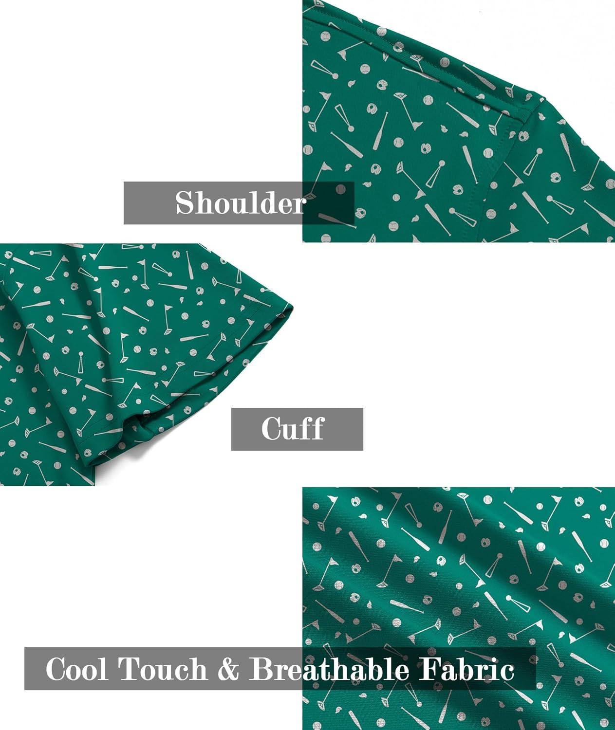 imageZITY Mens Golf Shirt Short Sleeve Moisture Wicking Performance Daily Casual Print Patterns Collared Golf Polo Shirts for MenGreen Golf