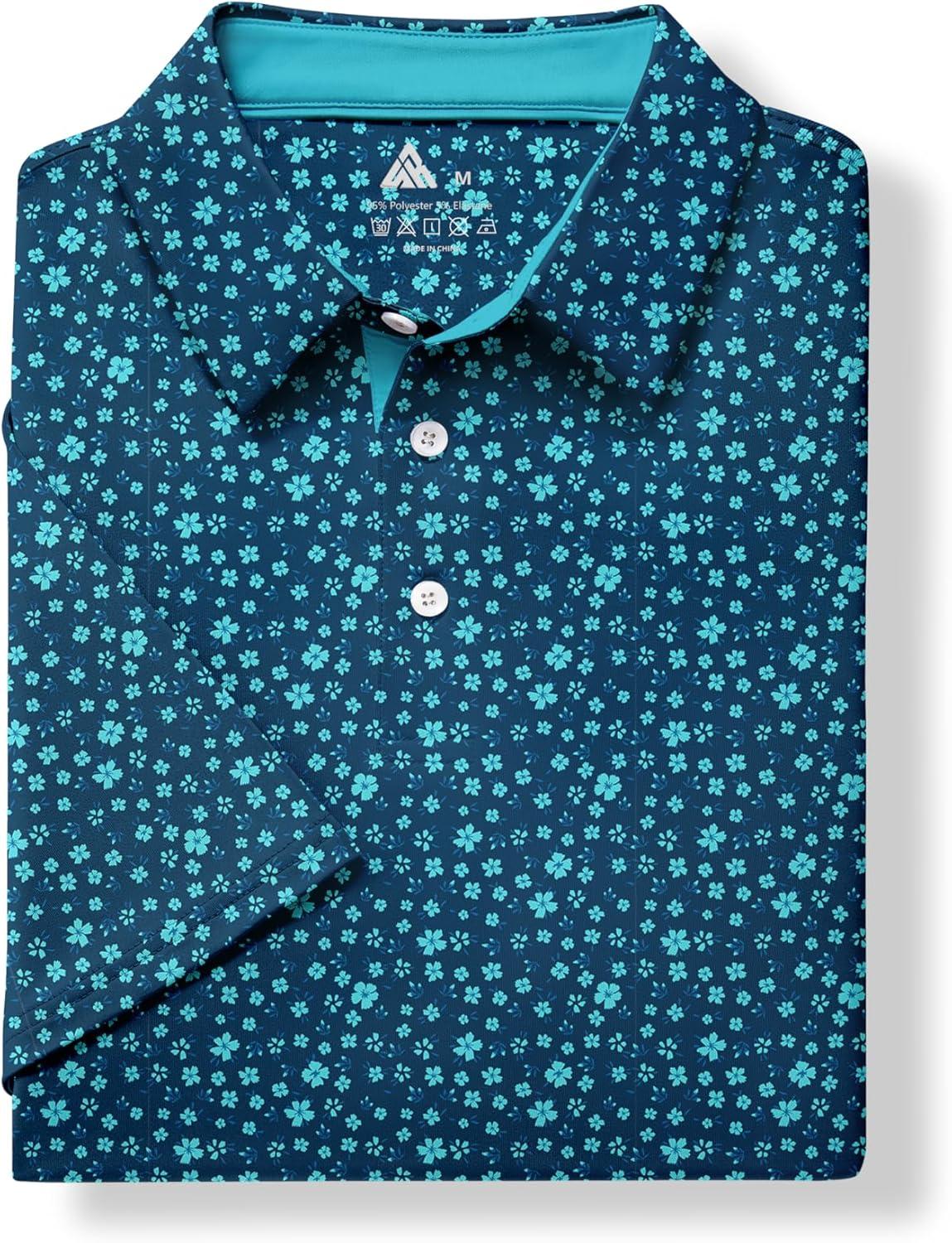imageZITY Mens Golf Shirt Short Sleeve Moisture Wicking Performance Daily Casual Print Patterns Collared Golf Polo Shirts for MenLegion Blue