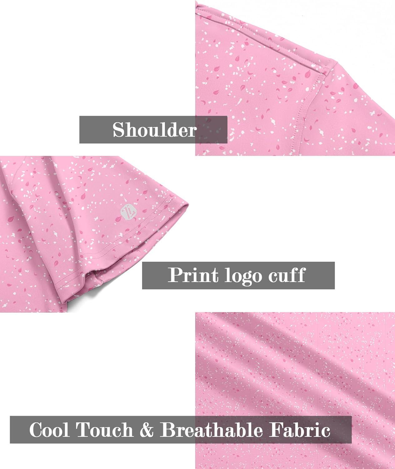 imageZITY Mens Golf Shirt Short Sleeve Moisture Wicking Performance Daily Casual Print Patterns Collared Golf Polo Shirts for MenPink White