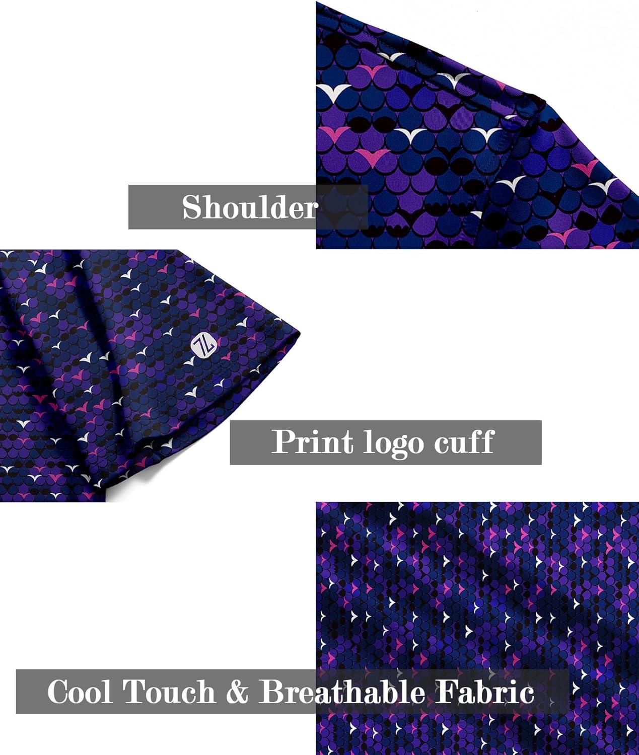 imageZITY Mens Golf Shirt Short Sleeve Moisture Wicking Performance Daily Casual Print Patterns Collared Golf Polo Shirts for MenRose Purple