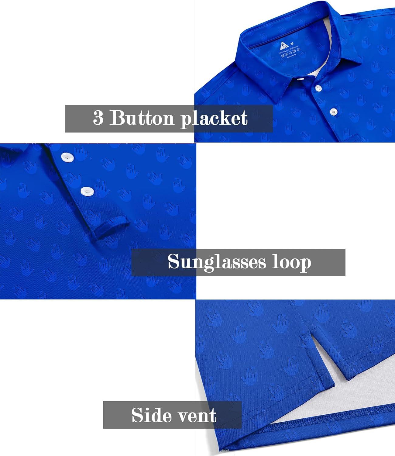 imageZITY Mens Golf Shirt Short Sleeve Moisture Wicking Performance Daily Casual Print Patterns Collared Golf Polo Shirts for MenRoyal Blue