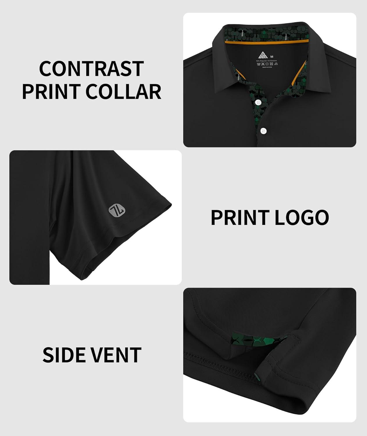 imageZITY Mens Golf Shirt Short Sleeve Moisture Wicking Polo Shirts for Men Performance Casual Stretchy Collared Polo ShirtBlack