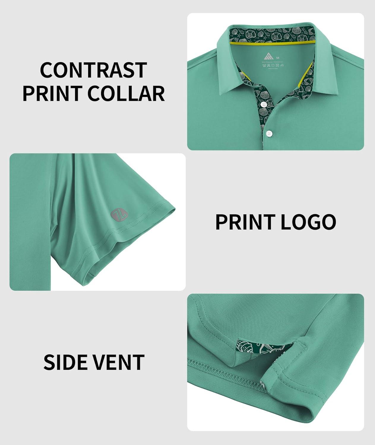 imageZITY Mens Golf Shirt Short Sleeve Moisture Wicking Polo Shirts for Men Performance Casual Stretchy Collared Polo ShirtGreen