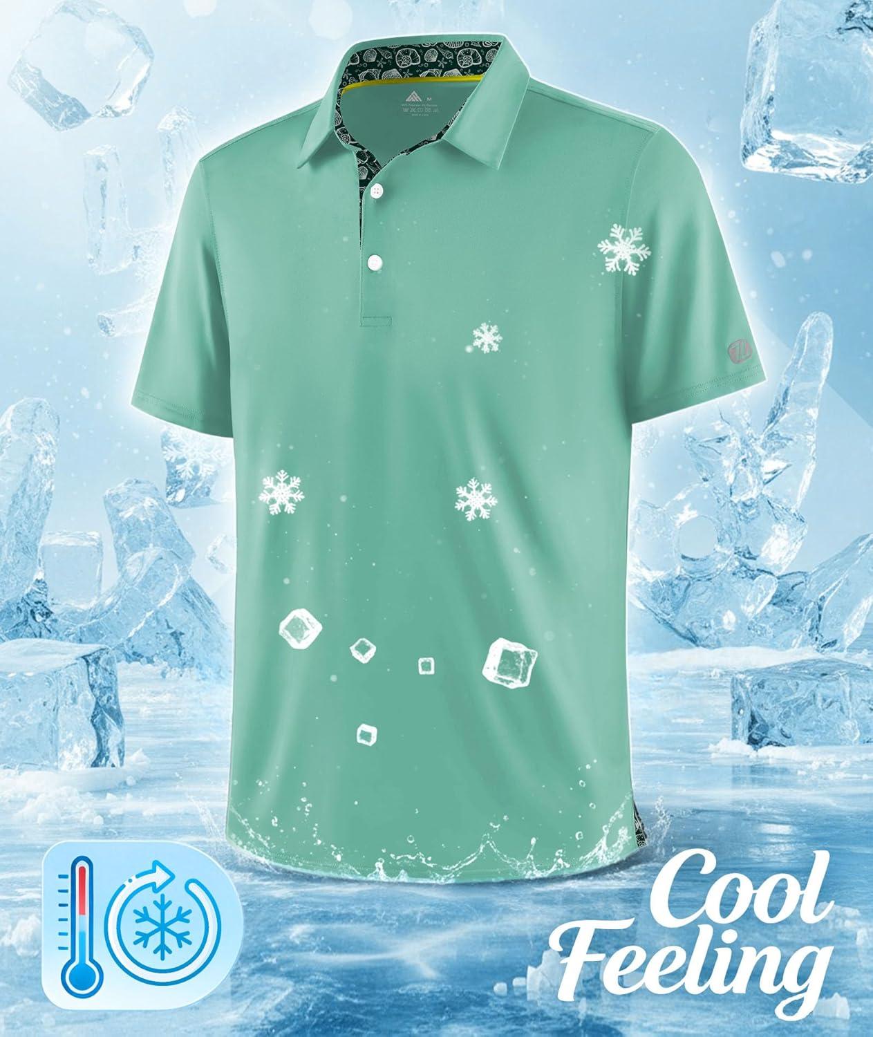 imageZITY Mens Golf Shirt Short Sleeve Moisture Wicking Polo Shirts for Men Performance Casual Stretchy Collared Polo ShirtGreen