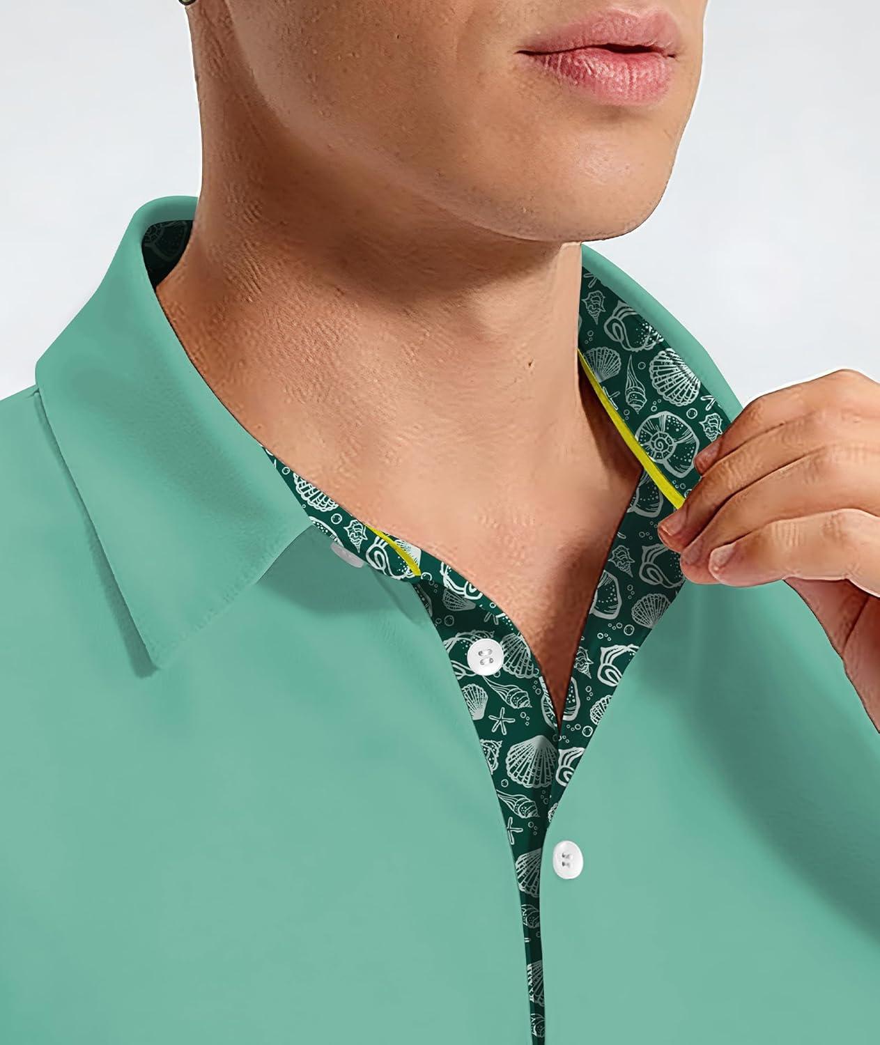 imageZITY Mens Golf Shirt Short Sleeve Moisture Wicking Polo Shirts for Men Performance Casual Stretchy Collared Polo ShirtGreen