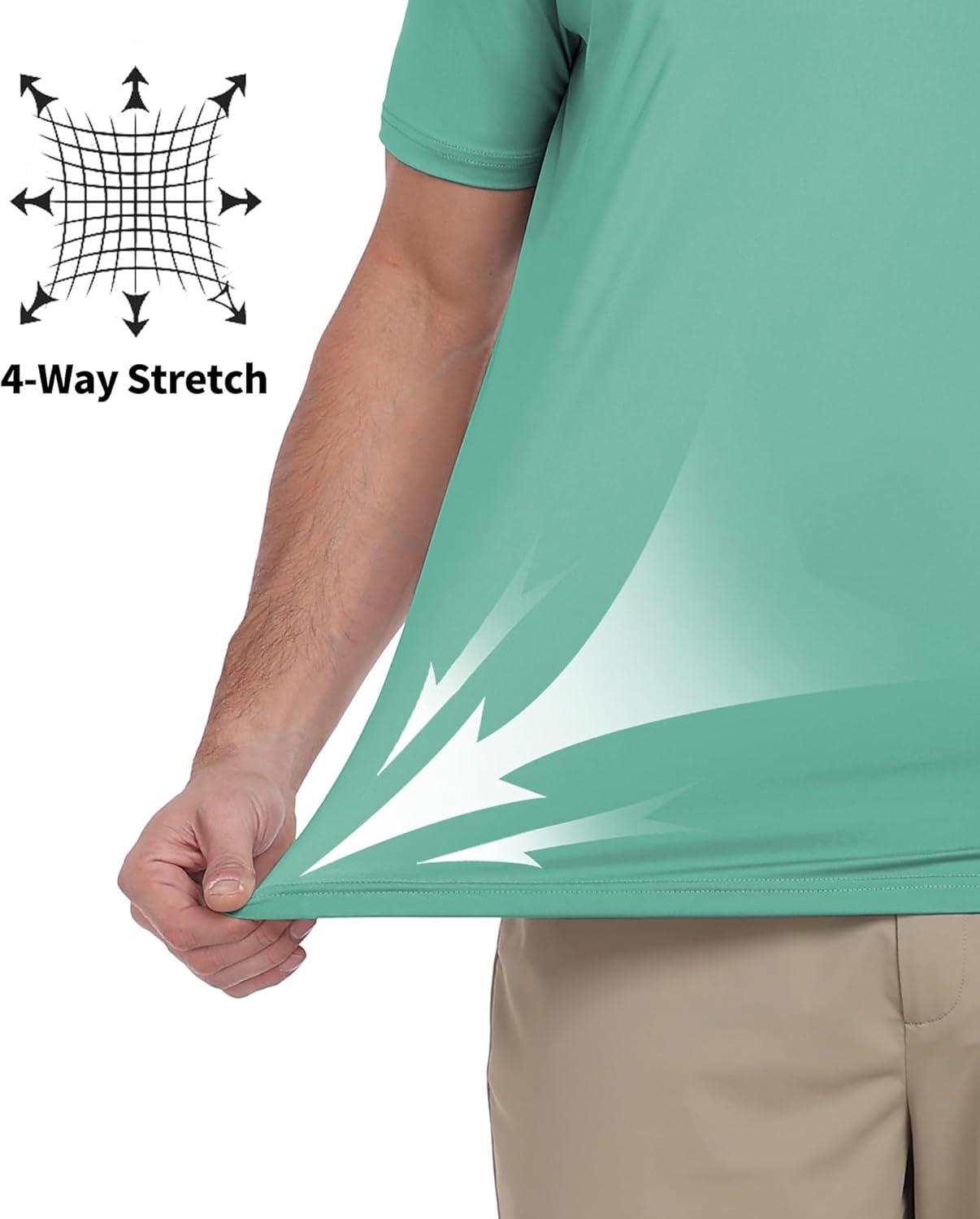imageZITY Mens Golf Shirt Short Sleeve Moisture Wicking Polo Shirts for Men Performance Casual Stretchy Collared Polo ShirtGreen