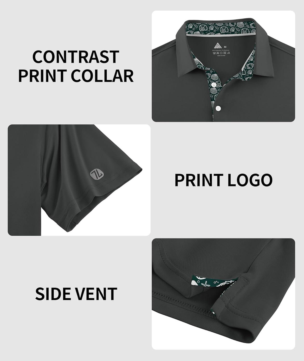 imageZITY Mens Golf Shirt Short Sleeve Moisture Wicking Polo Shirts for Men Performance Casual Stretchy Collared Polo ShirtGrey