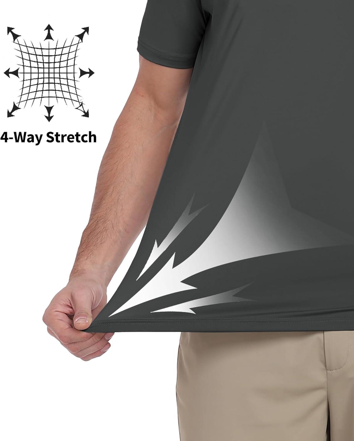 imageZITY Mens Golf Shirt Short Sleeve Moisture Wicking Polo Shirts for Men Performance Casual Stretchy Collared Polo ShirtGrey