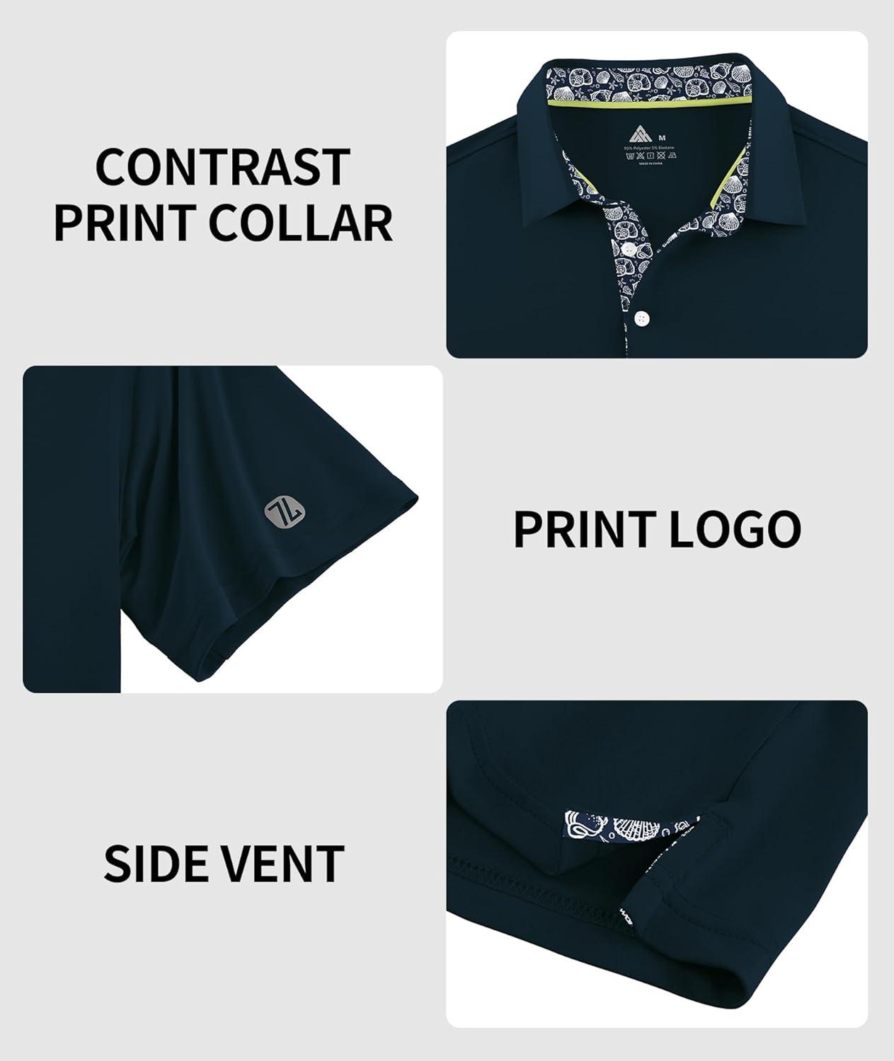 imageZITY Mens Golf Shirt Short Sleeve Moisture Wicking Polo Shirts for Men Performance Casual Stretchy Collared Polo ShirtNavy Blue