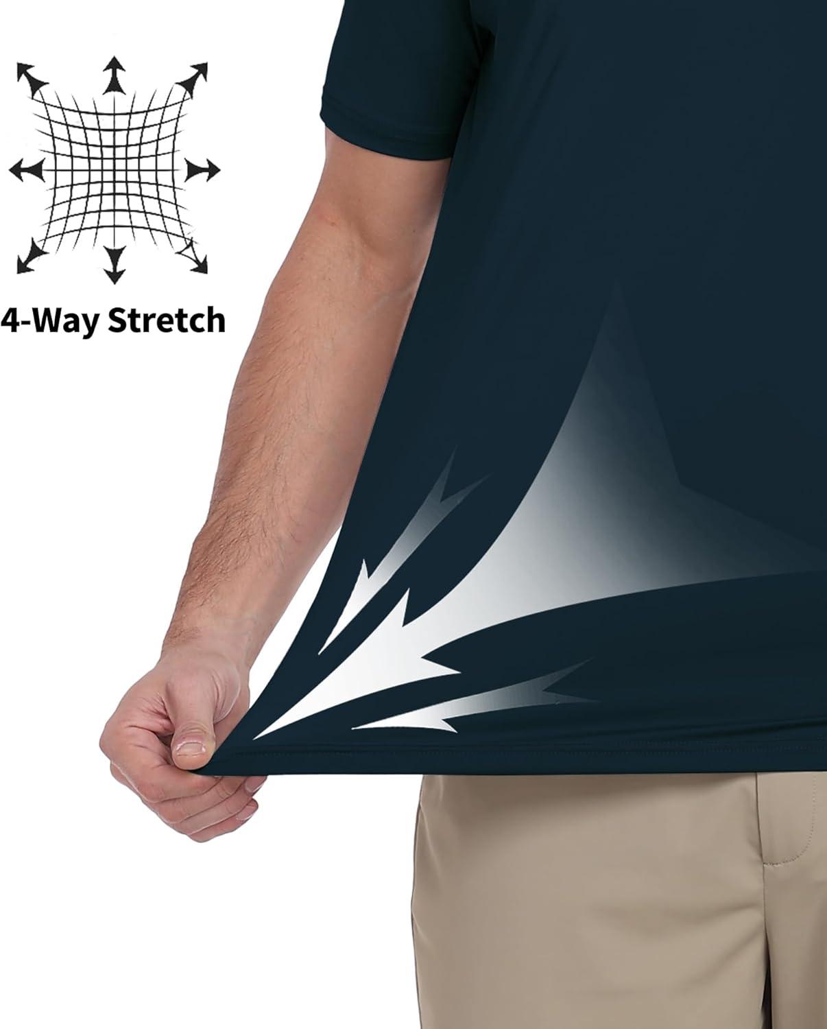 imageZITY Mens Golf Shirt Short Sleeve Moisture Wicking Polo Shirts for Men Performance Casual Stretchy Collared Polo ShirtNavy Blue