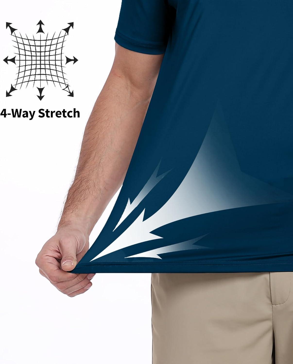 imageZITY Mens Golf Shirt Short Sleeve Moisture Wicking Polo Shirts for Men Performance Casual Stretchy Collared Polo ShirtPrussian Blue