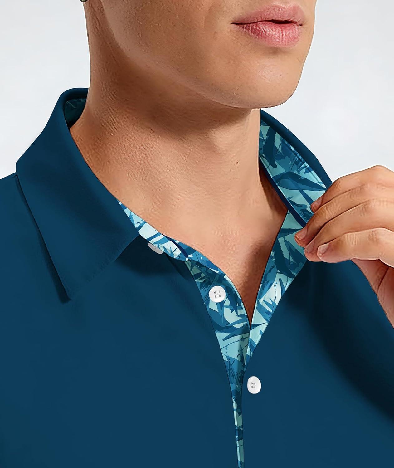 imageZITY Mens Golf Shirt Short Sleeve Moisture Wicking Polo Shirts for Men Performance Casual Stretchy Collared Polo ShirtPrussian Blue