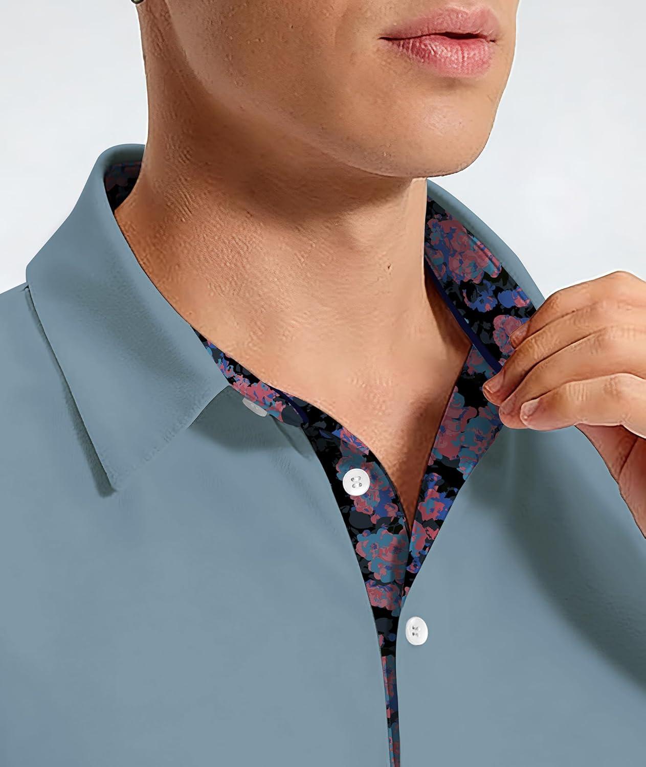 imageZITY Mens Golf Shirt Short Sleeve Moisture Wicking Polo Shirts for Men Performance Casual Stretchy Collared Polo ShirtSmog Blue