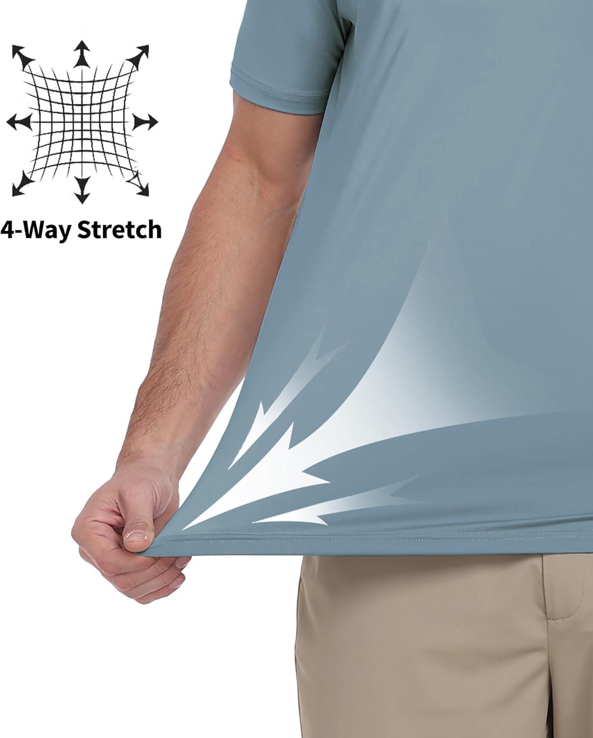 imageZITY Mens Golf Shirt Short Sleeve Moisture Wicking Polo Shirts for Men Performance Casual Stretchy Collared Polo ShirtSmog Blue