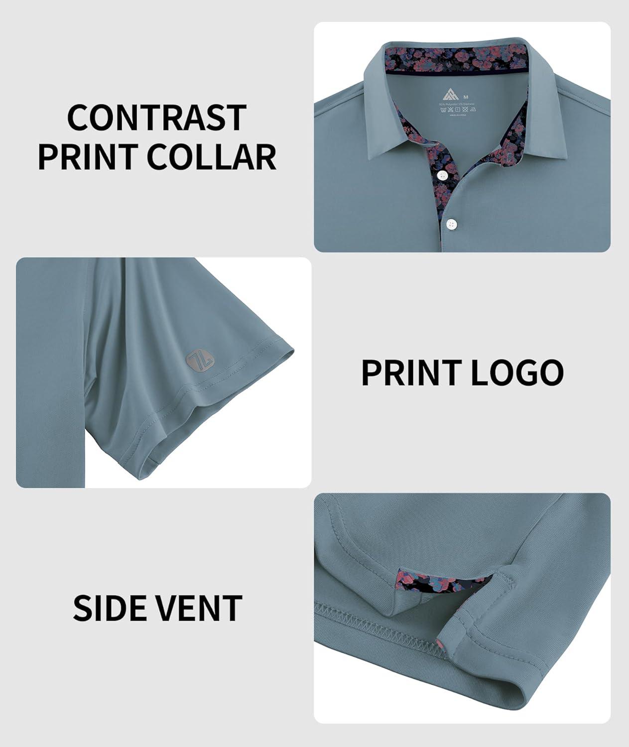 imageZITY Mens Golf Shirt Short Sleeve Moisture Wicking Polo Shirts for Men Performance Casual Stretchy Collared Polo ShirtSmog Blue