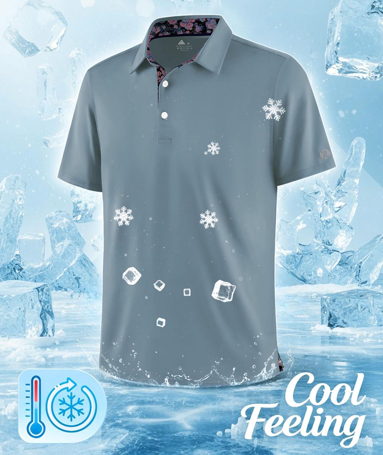imageZITY Mens Golf Shirt Short Sleeve Moisture Wicking Polo Shirts for Men Performance Casual Stretchy Collared Polo ShirtSmog Blue