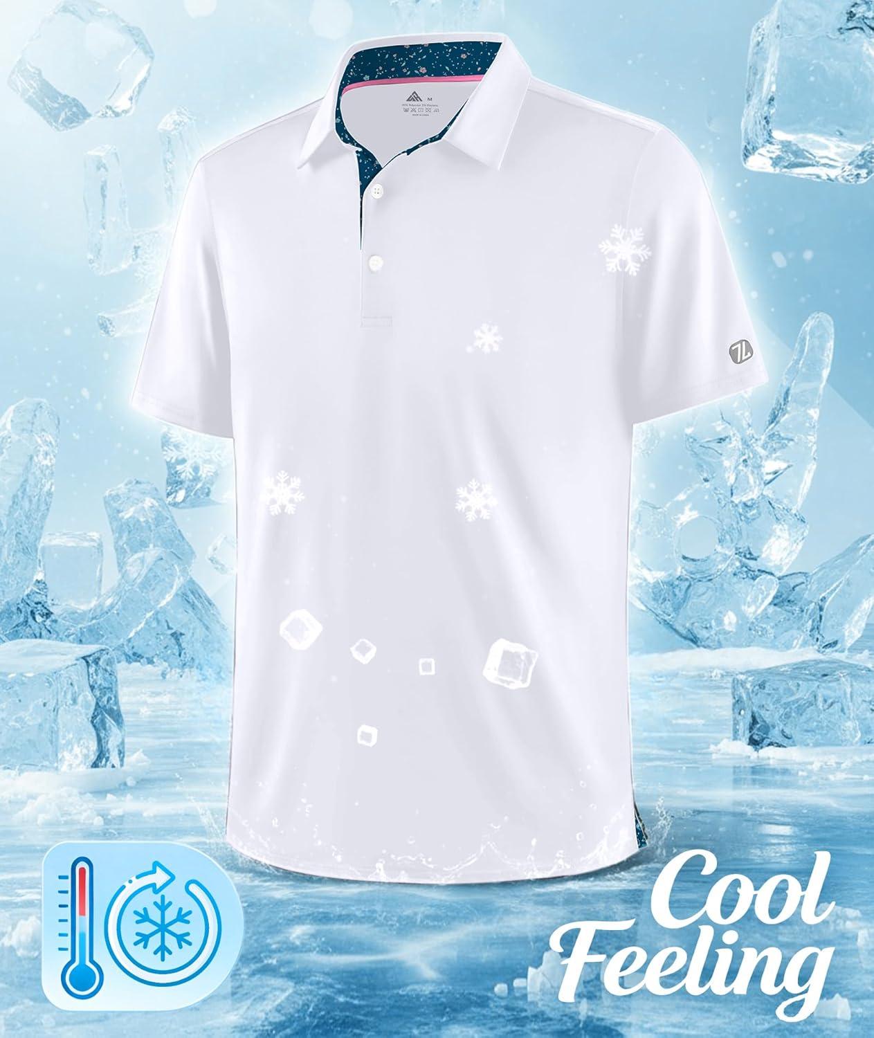 imageZITY Mens Golf Shirt Short Sleeve Moisture Wicking Polo Shirts for Men Performance Casual Stretchy Collared Polo ShirtWhite