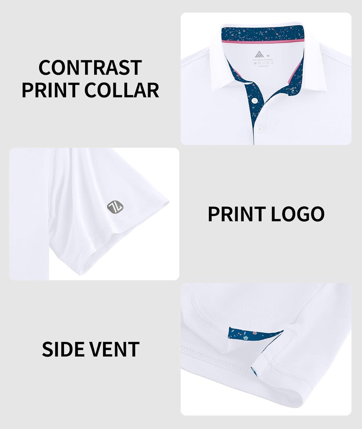 imageZITY Mens Golf Shirt Short Sleeve Moisture Wicking Polo Shirts for Men Performance Casual Stretchy Collared Polo ShirtWhite