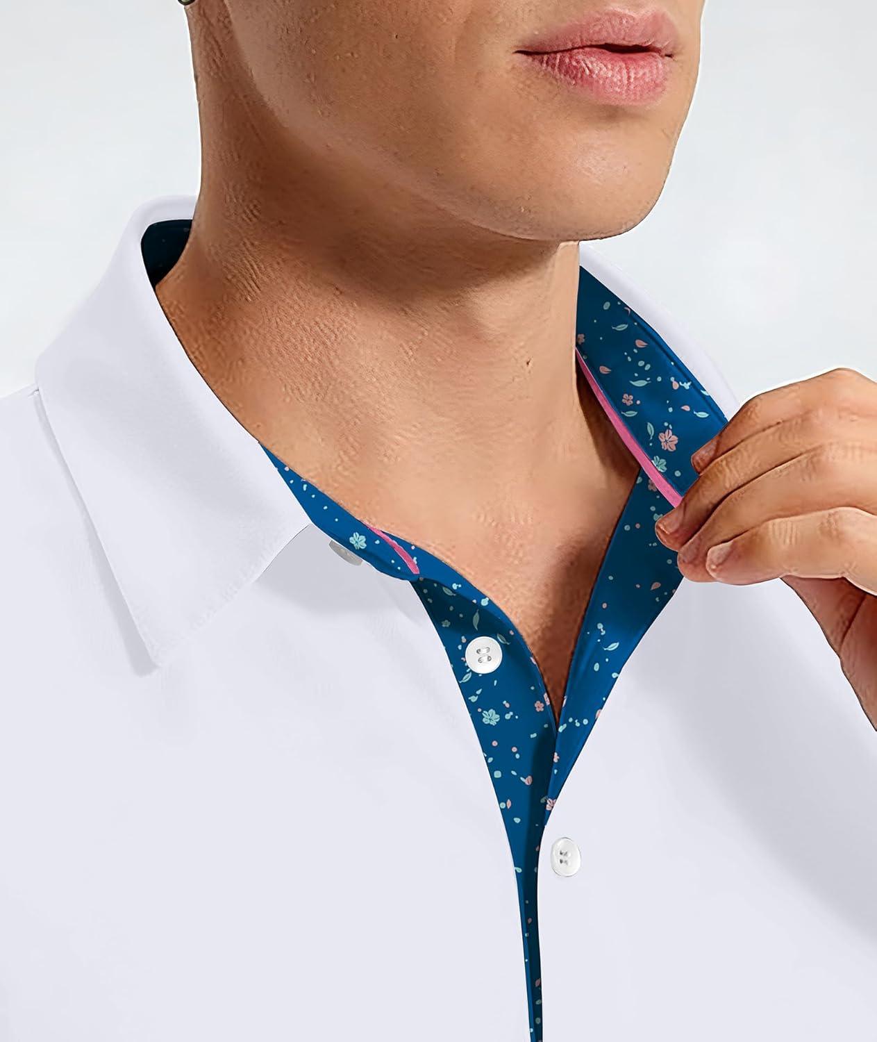 imageZITY Mens Golf Shirt Short Sleeve Moisture Wicking Polo Shirts for Men Performance Casual Stretchy Collared Polo ShirtWhite