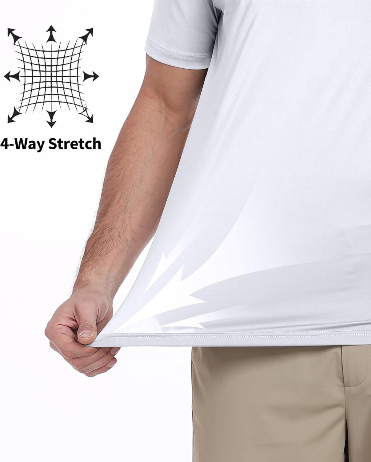 imageZITY Mens Golf Shirt Short Sleeve Moisture Wicking Polo Shirts for Men Performance Casual Stretchy Collared Polo ShirtWhite