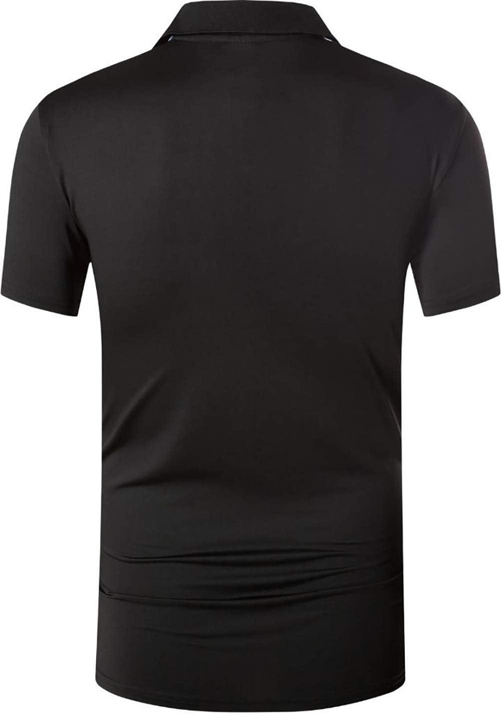 imageZITY Mens Golf Shirt Short Sleeve Performance Athletic Sport Moisture Wicking Tennis Print Tee Collared Polo Shirts for MenBlack
