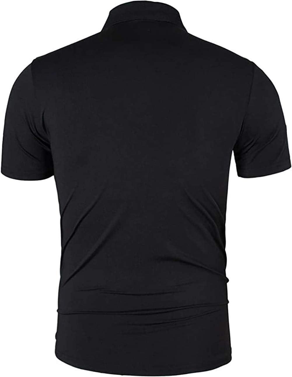 imageZITY Mens Golf Shirt Short Sleeve Performance Athletic Sport Moisture Wicking Tennis Print Tee Collared Polo Shirts for MenBlack Red