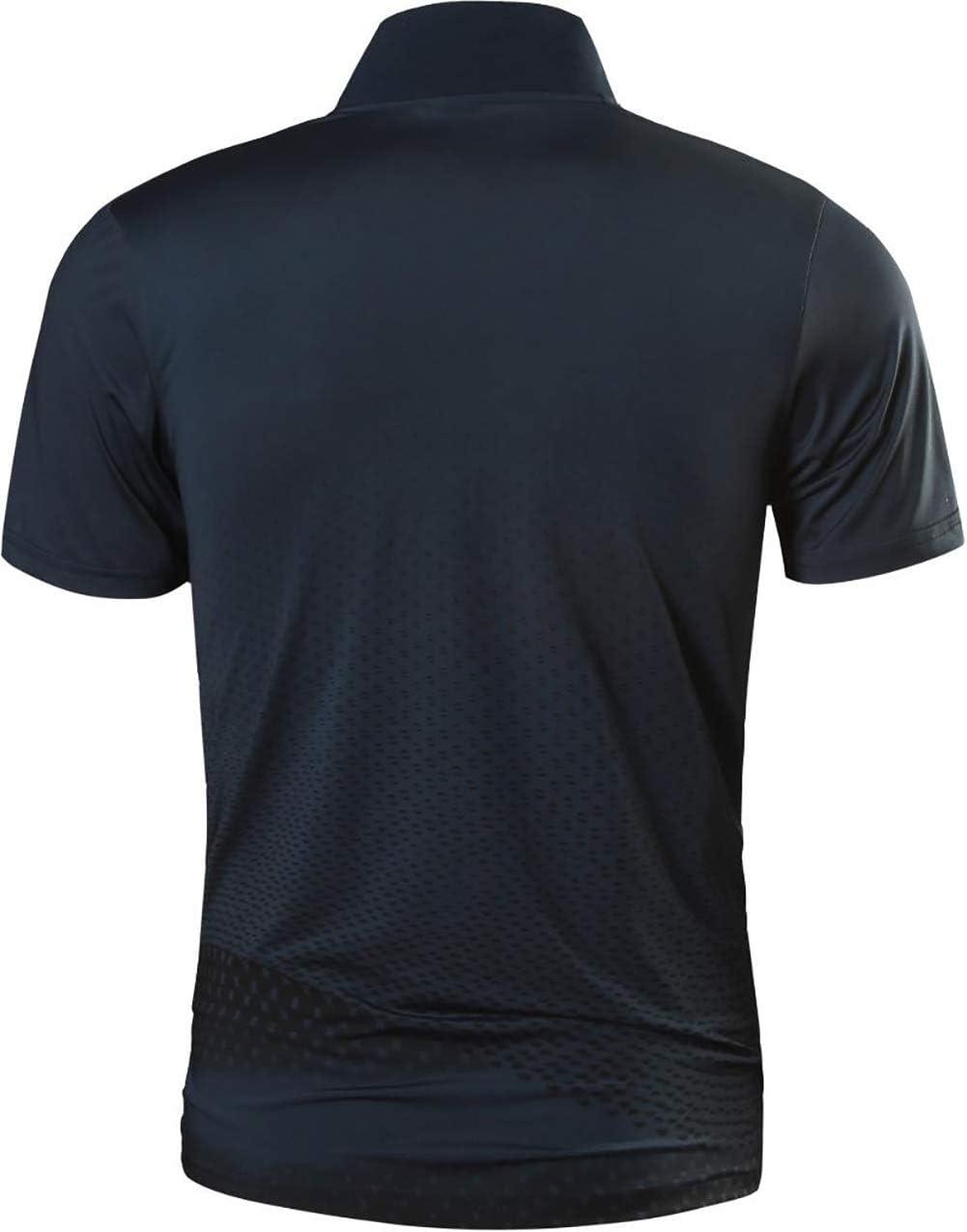 imageZITY Mens Golf Shirt Short Sleeve Performance Athletic Sport Moisture Wicking Tennis Print Tee Collared Polo Shirts for MenDot Black