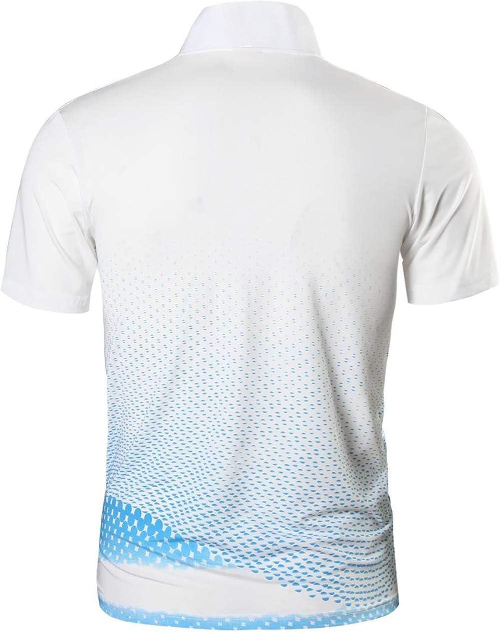 imageZITY Mens Golf Shirt Short Sleeve Performance Athletic Sport Moisture Wicking Tennis Print Tee Collared Polo Shirts for MenDot Blue