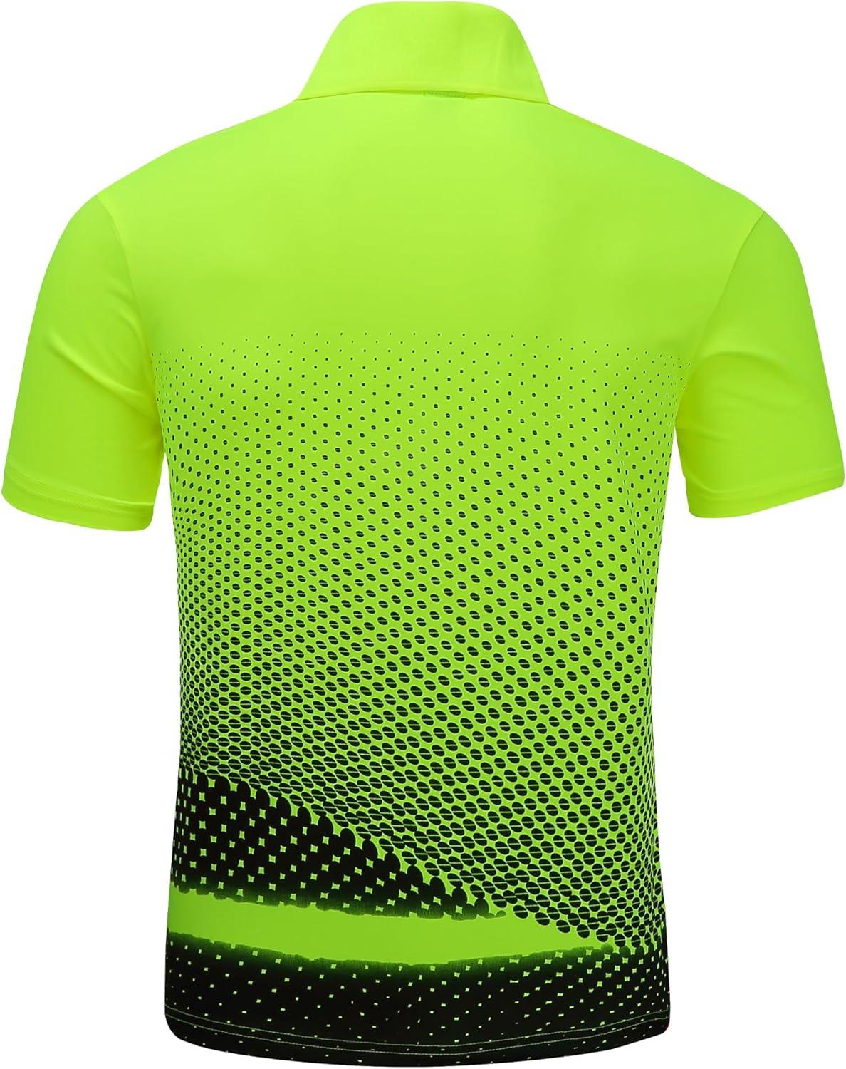 imageZITY Mens Golf Shirt Short Sleeve Performance Athletic Sport Moisture Wicking Tennis Print Tee Collared Polo Shirts for MenDot Green