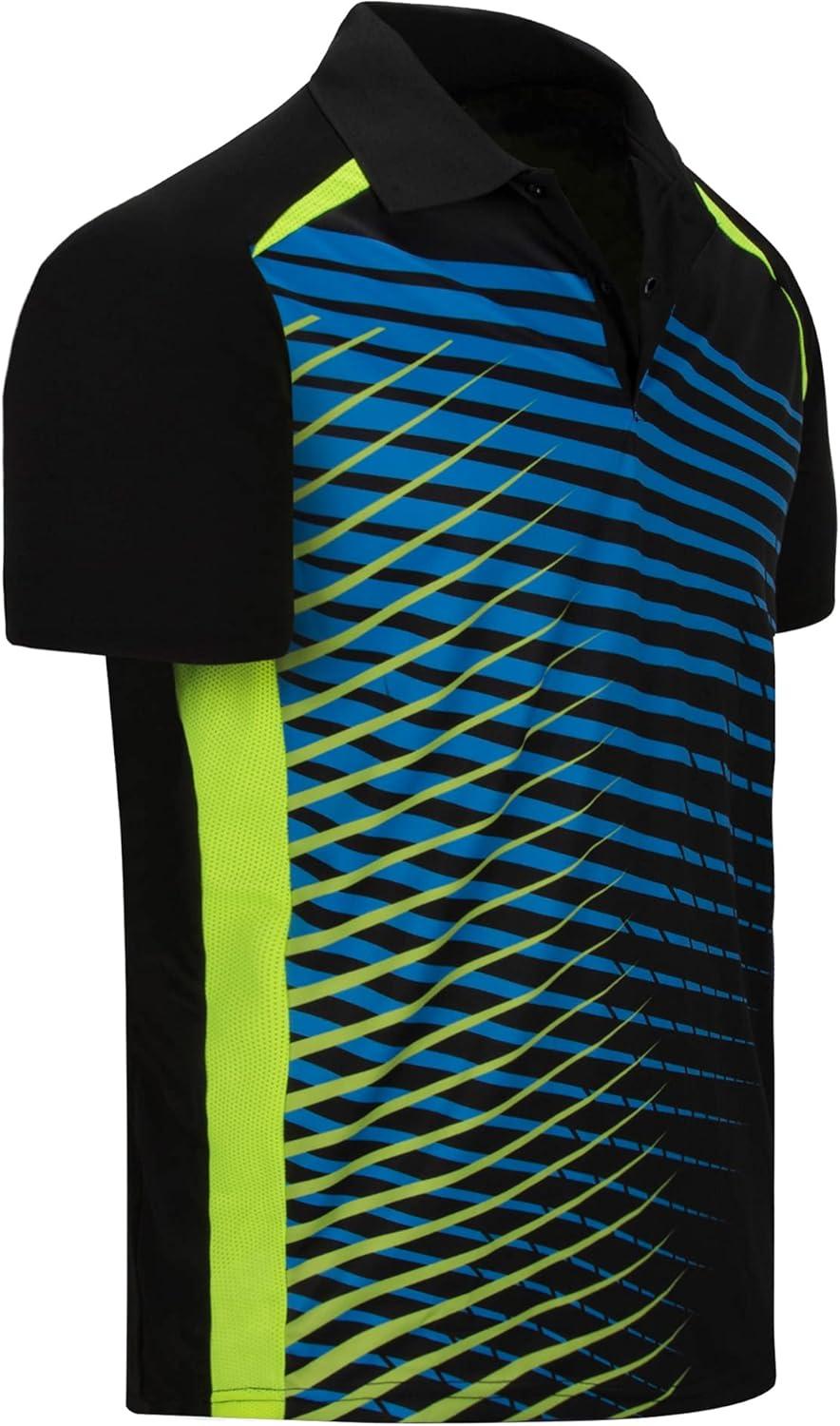 imageZITY Mens Golf Shirt Short Sleeve Performance Athletic Sport Moisture Wicking Tennis Print Tee Collared Polo Shirts for MenLine Black
