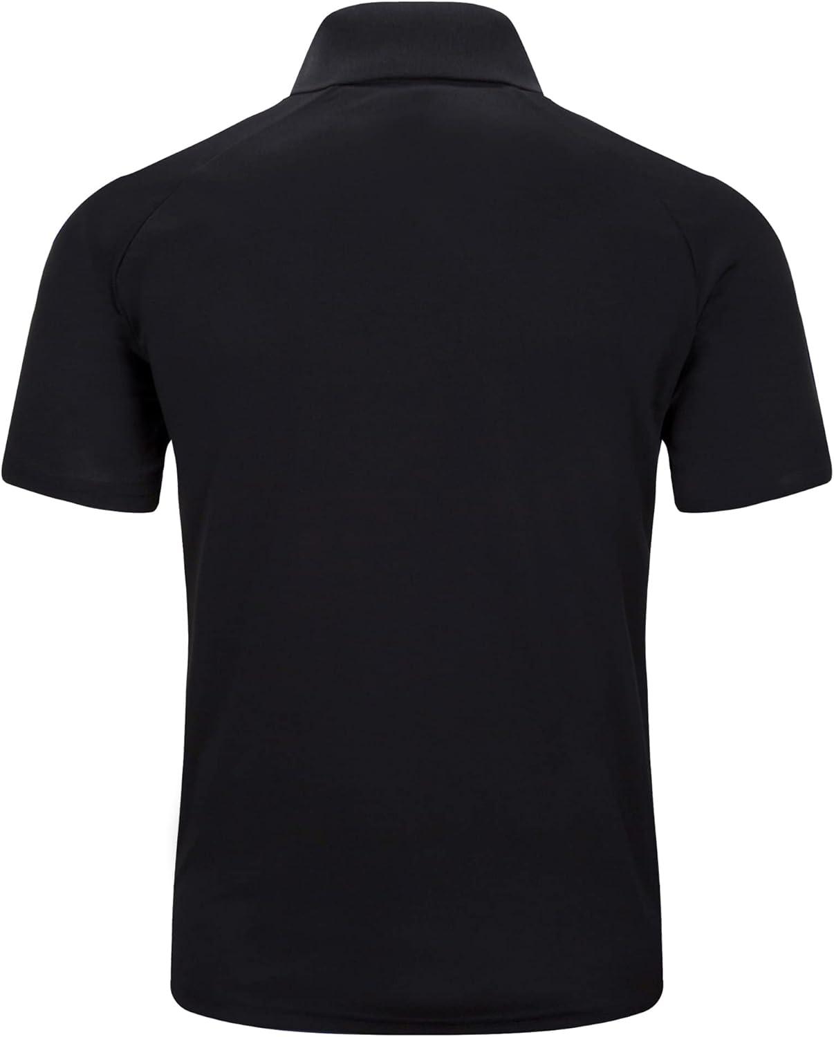 imageZITY Mens Golf Shirt Short Sleeve Performance Athletic Sport Moisture Wicking Tennis Print Tee Collared Polo Shirts for MenLine Black