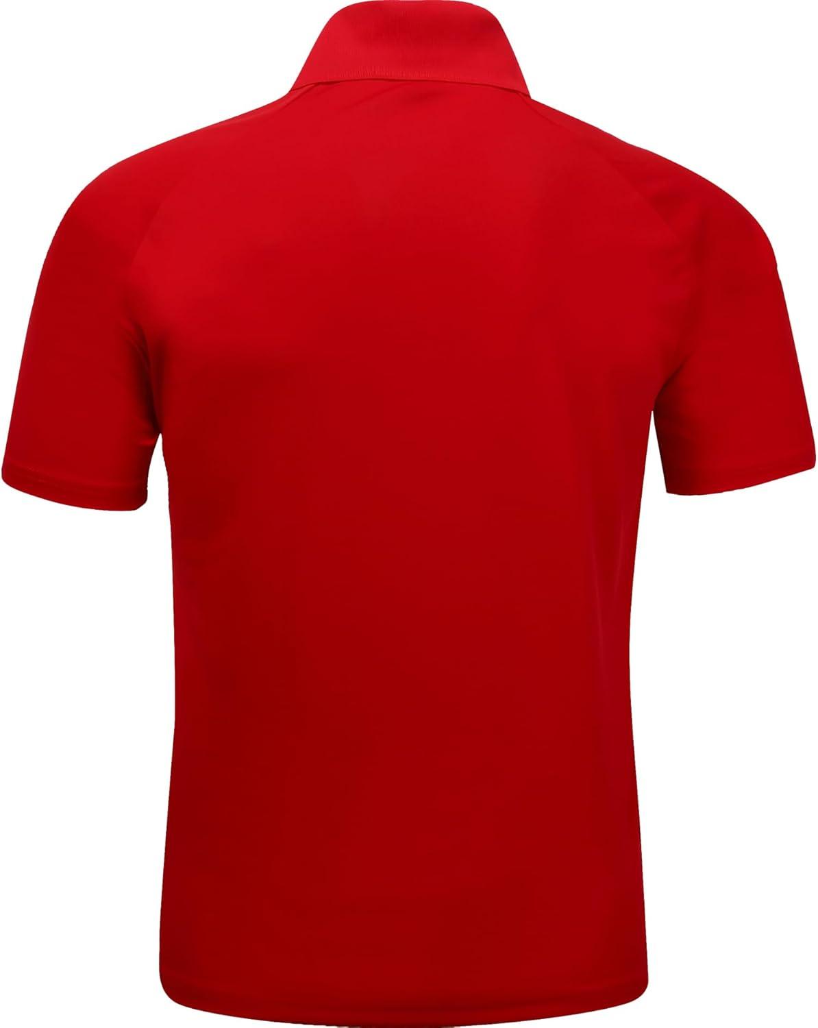 imageZITY Mens Golf Shirt Short Sleeve Performance Athletic Sport Moisture Wicking Tennis Print Tee Collared Polo Shirts for MenLine Red