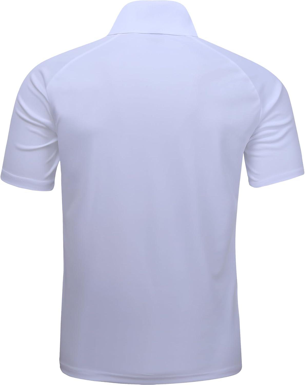 imageZITY Mens Golf Shirt Short Sleeve Performance Athletic Sport Moisture Wicking Tennis Print Tee Collared Polo Shirts for MenLine White