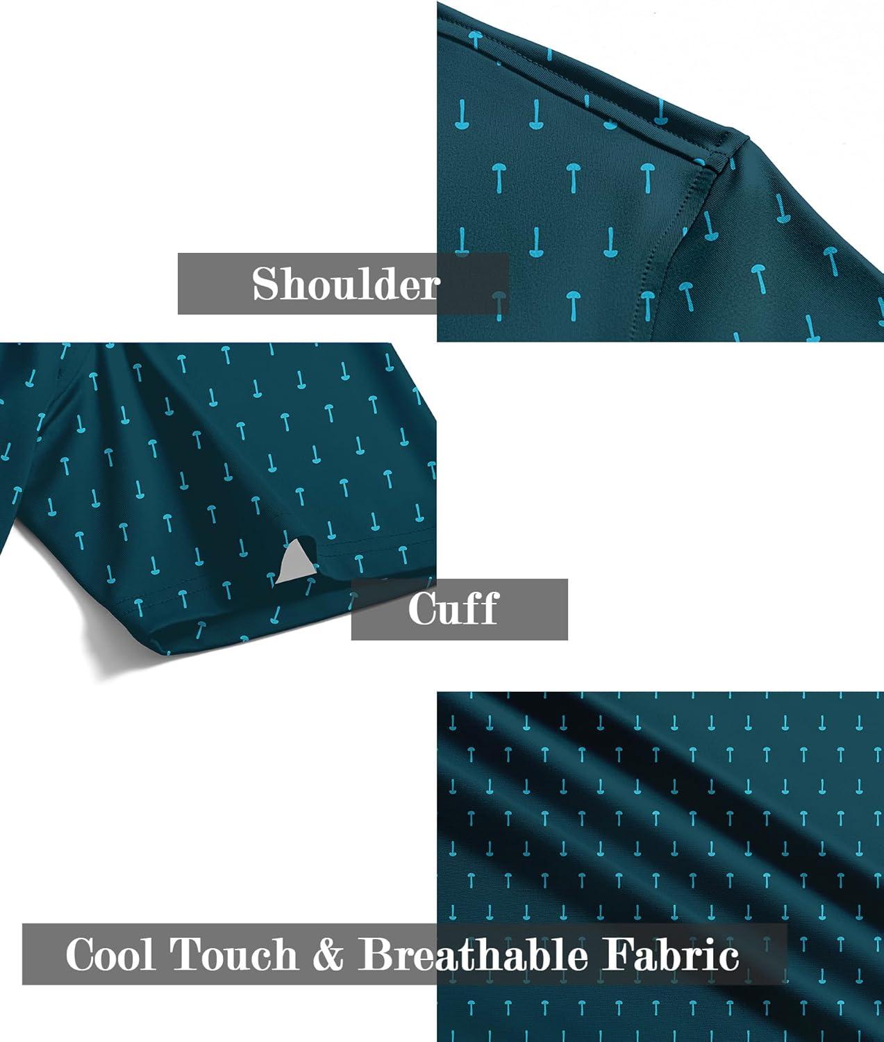 imageZITY Mens Golf Shirts Short Sleeve Moisture Wicking Performance Print Patterns Casual Collared Golf Polo Shirt for MenDark Teal Blue Golf Tee
