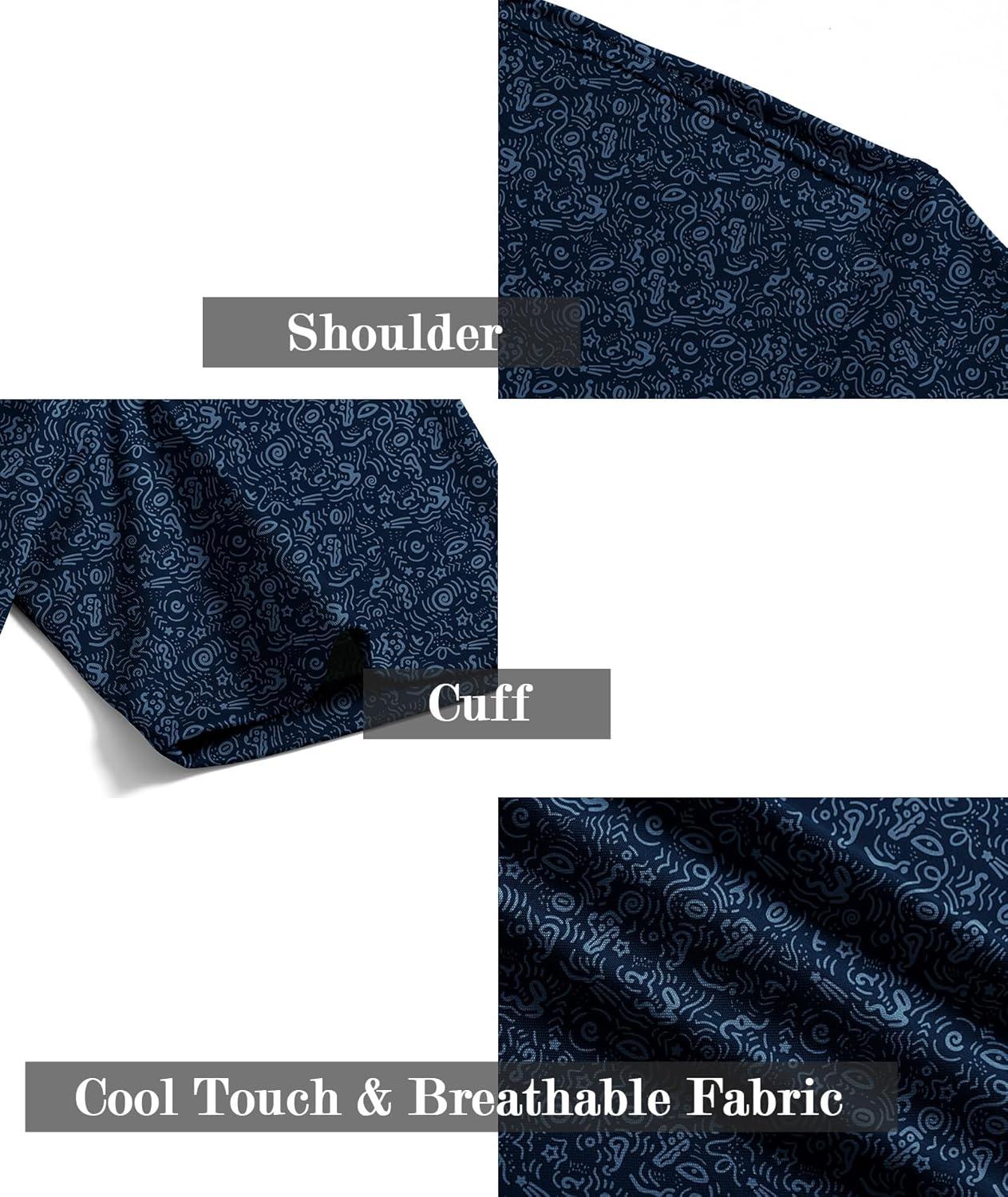 imageZITY Mens Golf Shirts Short Sleeve Moisture Wicking Performance Print Patterns Casual Collared Golf Polo Shirt for MenNavy Graffiti