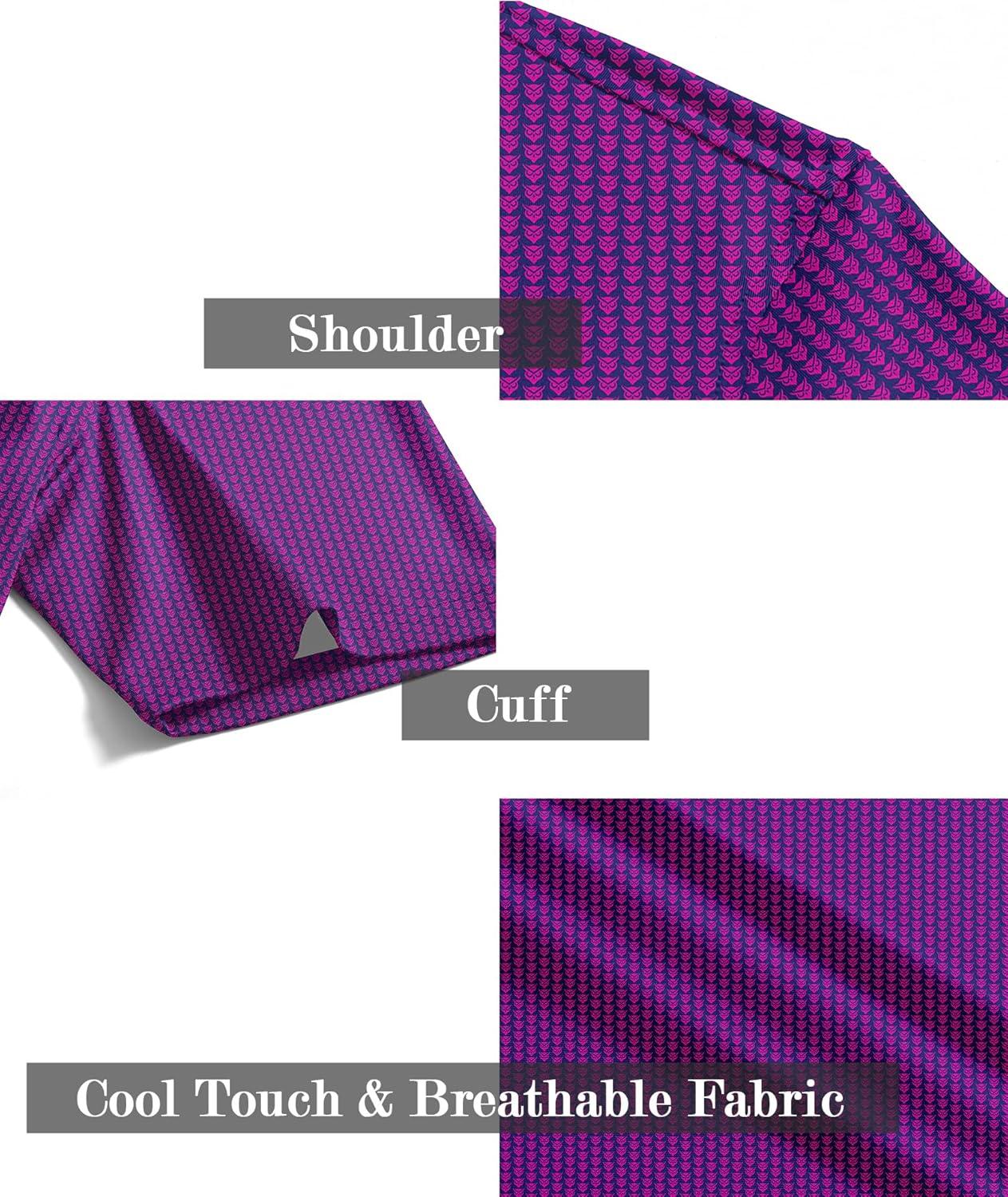 imageZITY Mens Golf Shirts Short Sleeve Moisture Wicking Performance Print Patterns Casual Collared Golf Polo Shirt for MenPurple Red
