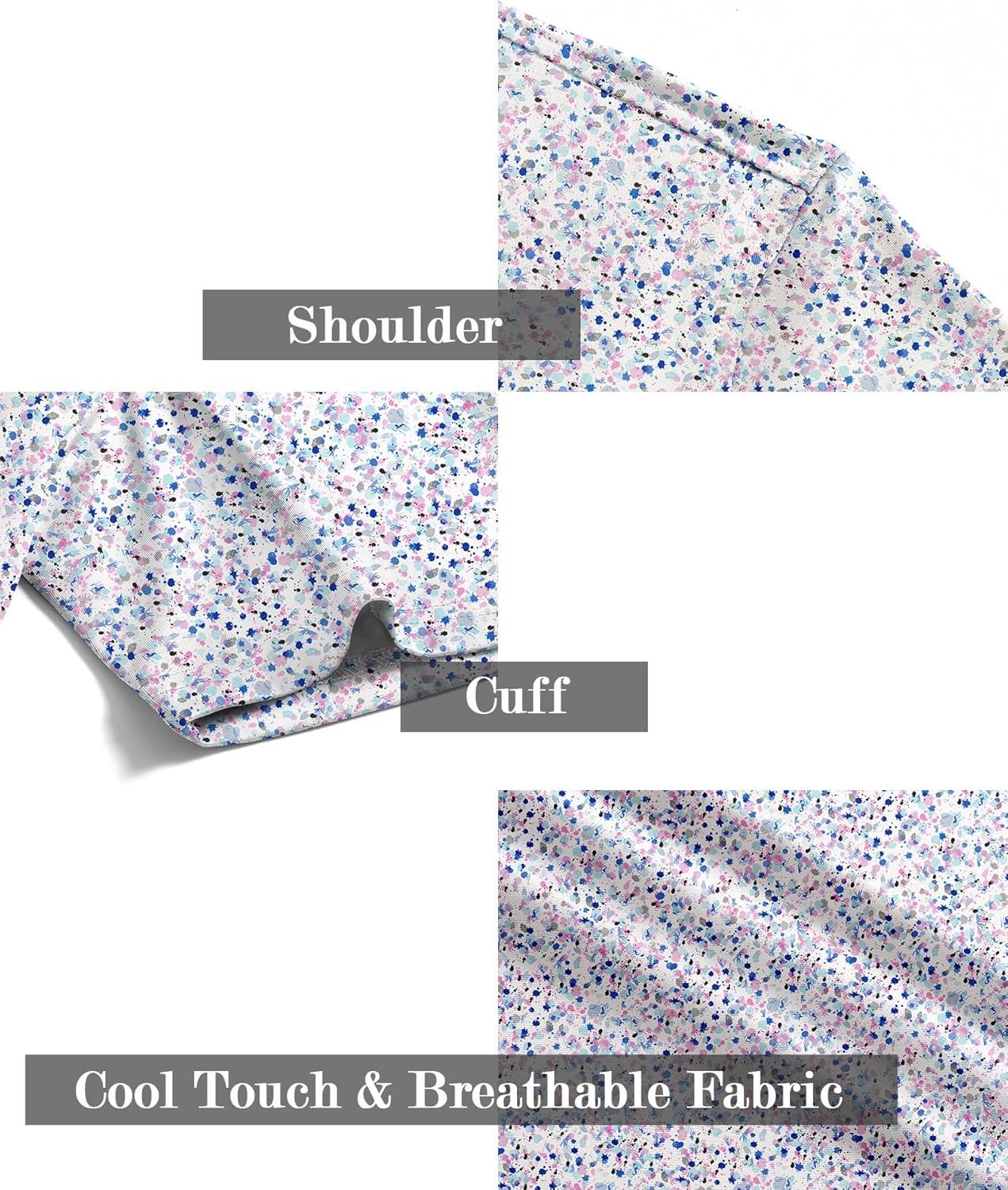 imageZITY Mens Golf Shirts Short Sleeve Moisture Wicking Performance Print Patterns Casual Collared Golf Polo Shirt for MenWhite Colorful Dots