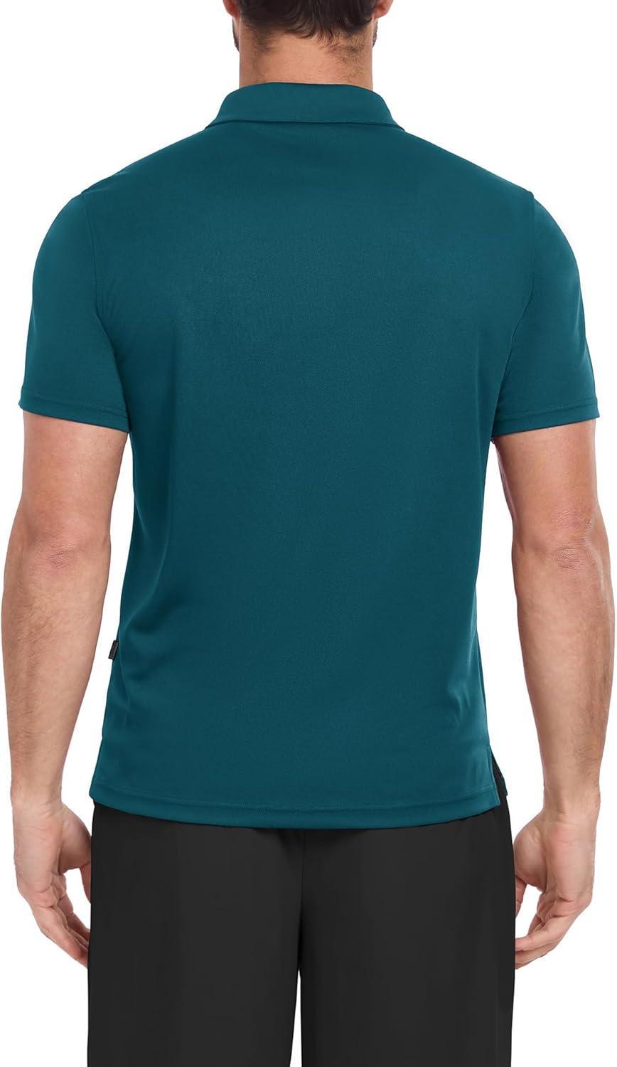 imageZITY Mens Golf Shirts Short Sleeve Polo Performance Moisture Wicking Dry Fit Collared Shirts for Casual BussinessDark Teal Blue