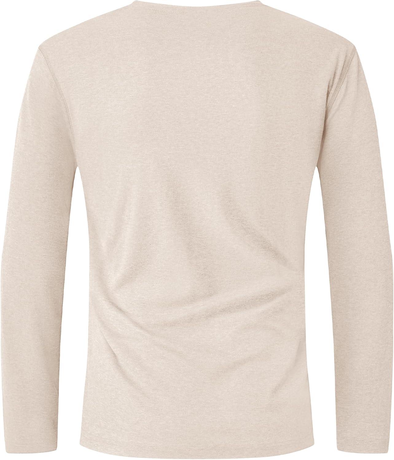 imageZITY Mens Henley Shirt Long Sleeve with Pocket Classic Casual Shirt for Men Fashion Pullover Tee Shirts01beige