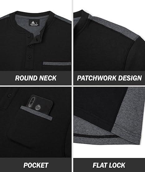 imageZITY Mens Henley Shirt Long Sleeve with Pocket Classic Casual Shirt for Men Fashion Pullover Tee Shirts01black