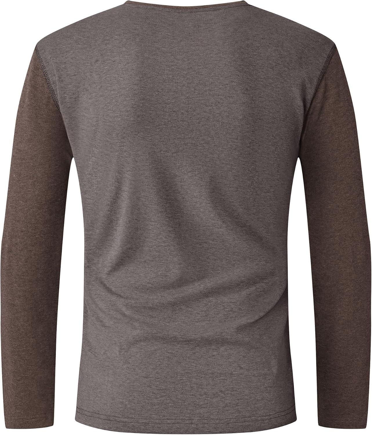 imageZITY Mens Henley Shirt Long Sleeve with Pocket Classic Casual Shirt for Men Fashion Pullover Tee Shirts01coffee